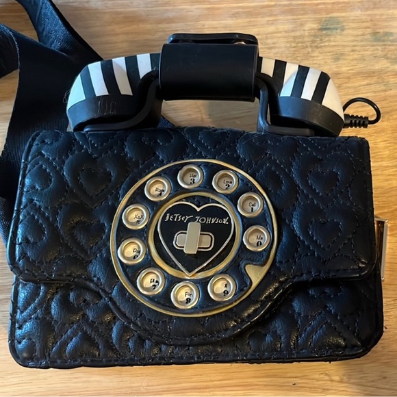 Rare! Betsey Johnson Pocket Dial Phone Belt Bag - Black - - Picture 9 of 10